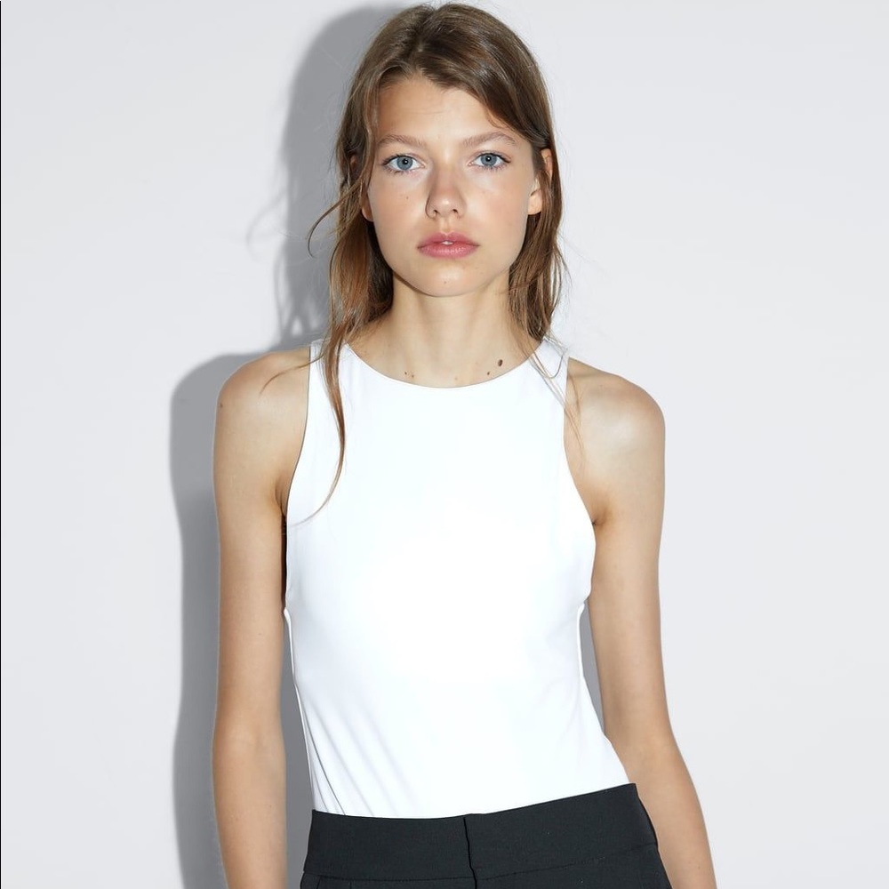 Zara Halter Neck Bodysuit in White size S